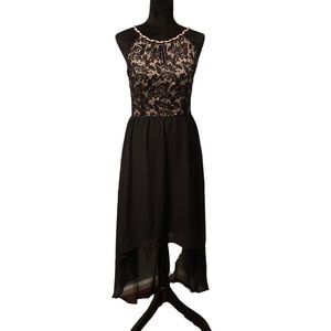 Pinky Black Lace & Chiffon High Low Dress size 8